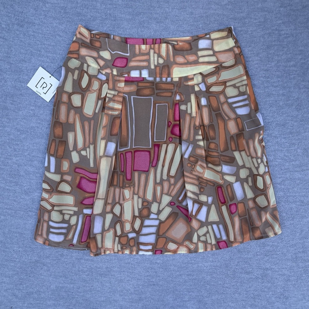 Relativity Skirt Womens 6 P Geometric Print A-Line Casual Lightweight Retro